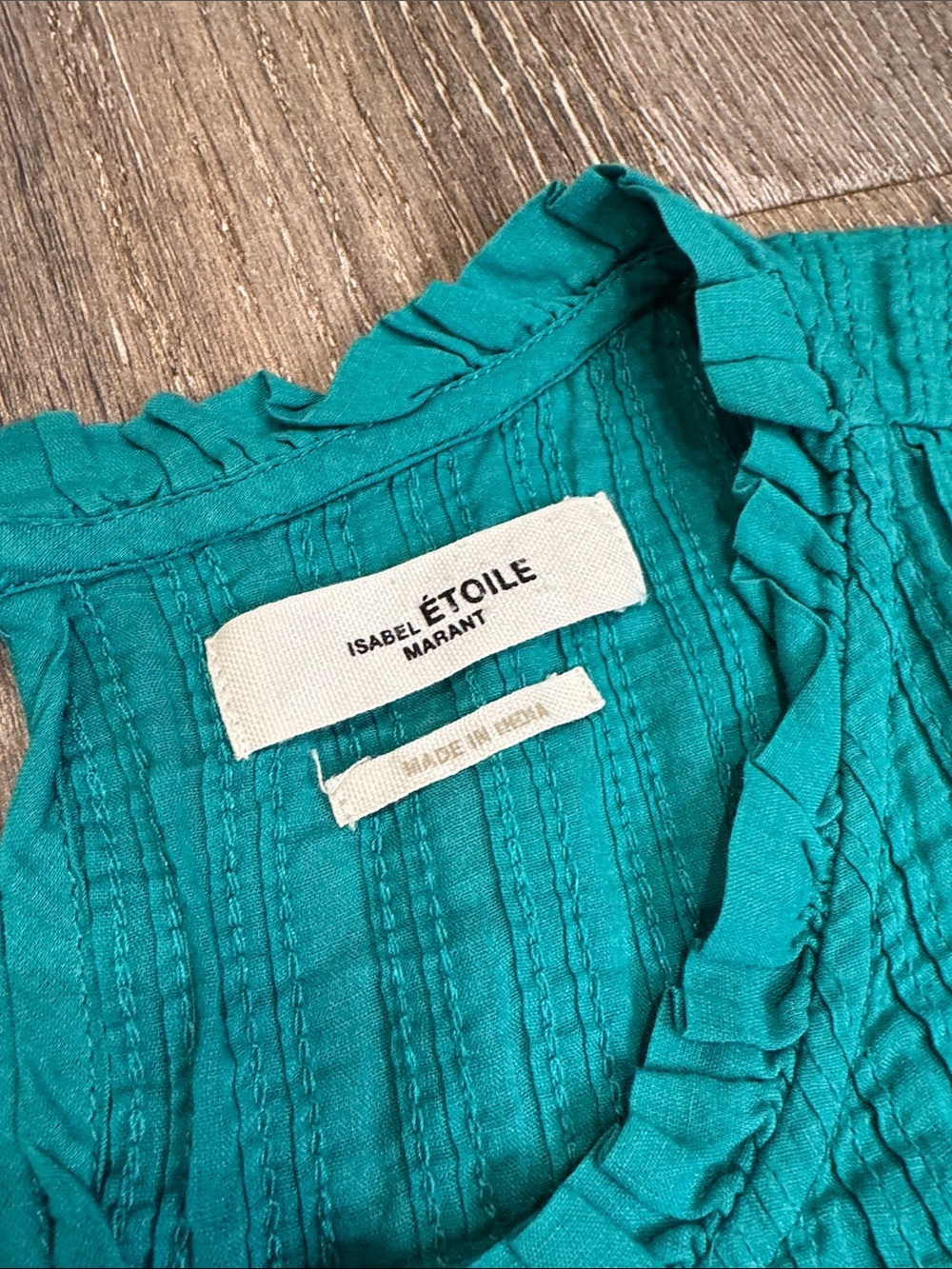 Teal Ruffled Pintuck Yoke Blouse AS0837 - Picture 2 of 6